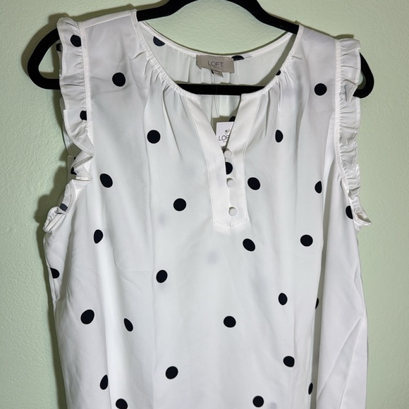 LOFT L polka dot sleeveless blouse top - Picture 3 of 6